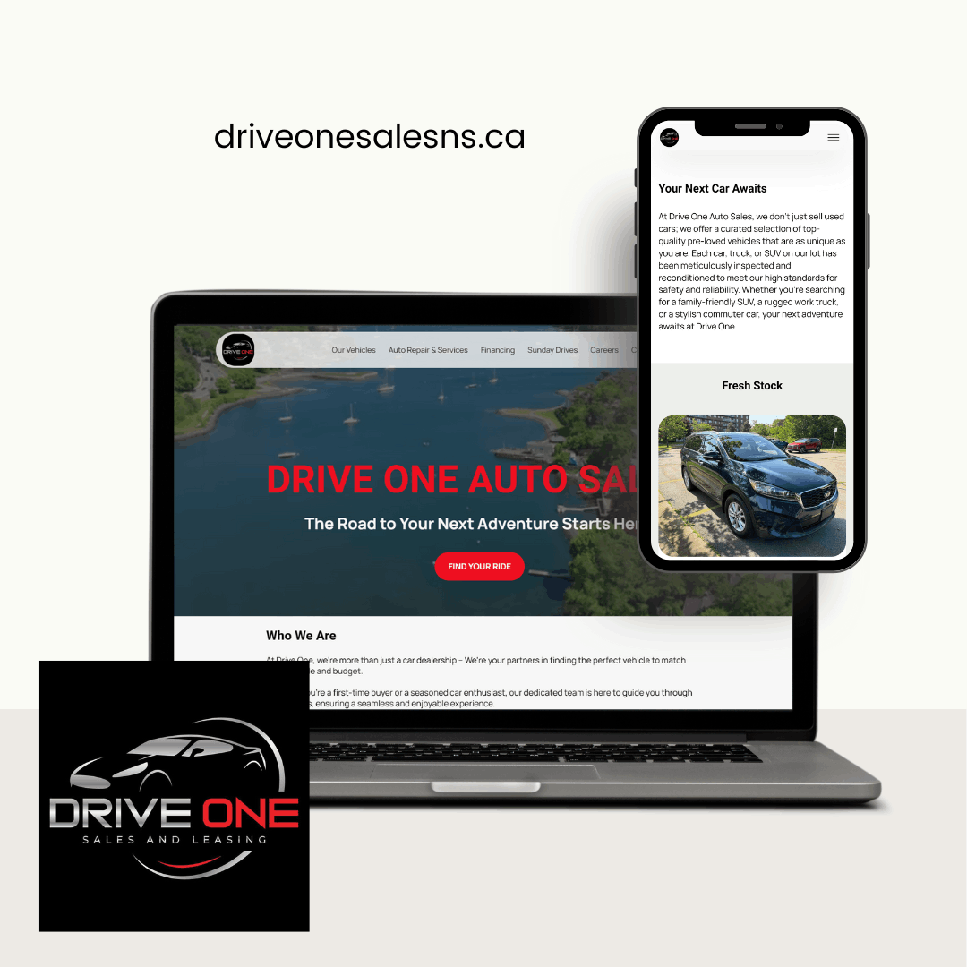 Drive One Sales & Leasing Auto Sales in Porters Lake website designed by Downey & Co. Digital